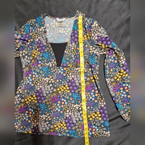 Tomorrow's Mother Ladies Maternity Floral Black Top Blouse Shirt sz. Medium - Picture 6 of 7